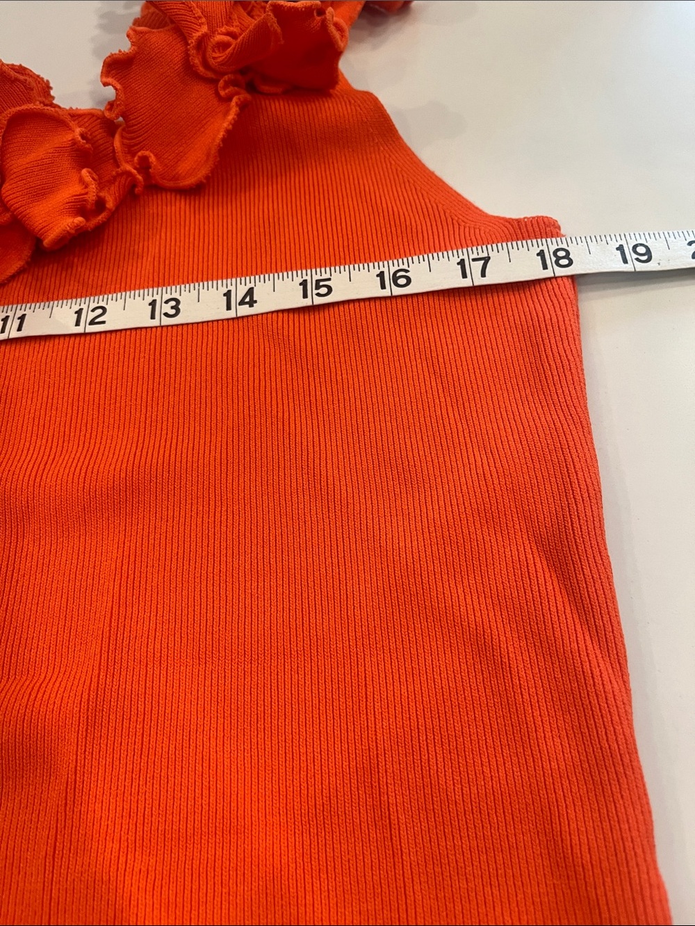 Venini Bright Orange Ruffle-Trim Tank Sz. Lg - Picture 7 of 10